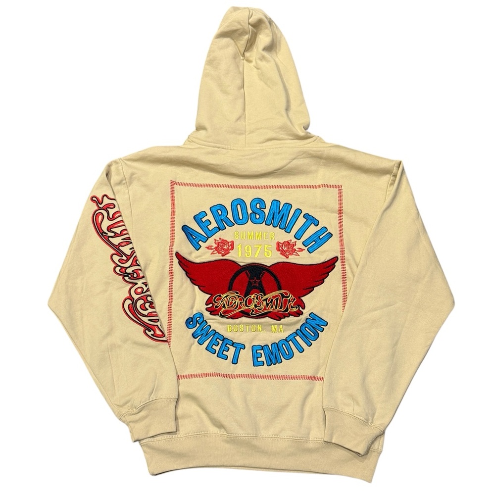 NWOT Aerosmith Embroidered Pullover Hoodie Sweatshirt Women’s Sz S - Picture 2 of 6